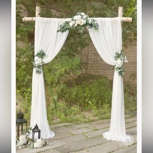 Lings Moments - 3pcs Flower Arch Décor with Sheer Drape - Ivory